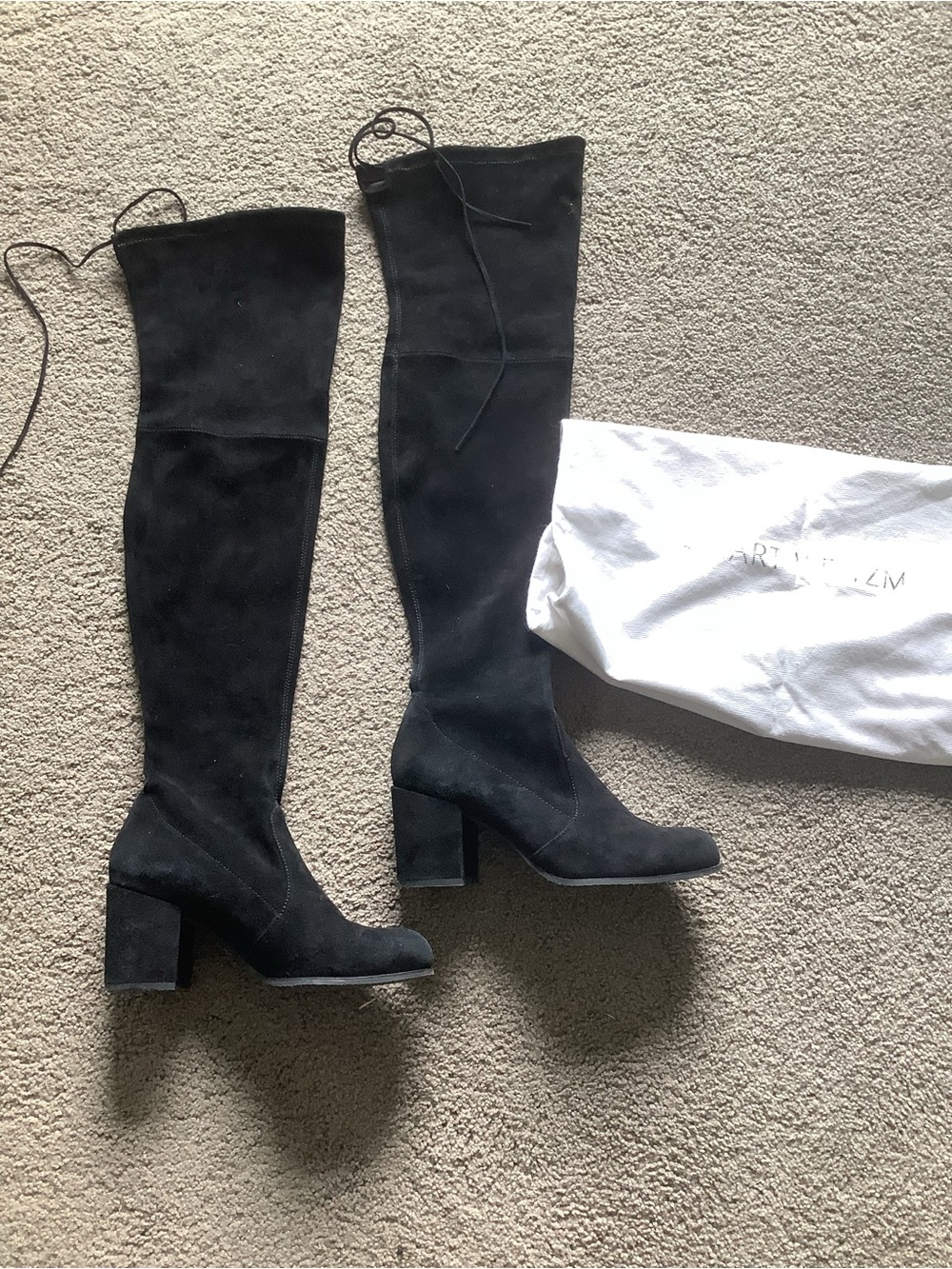 Stuart Weitzman Black Suede Tall Boots, size 39 (8.5 US) Dust bag included